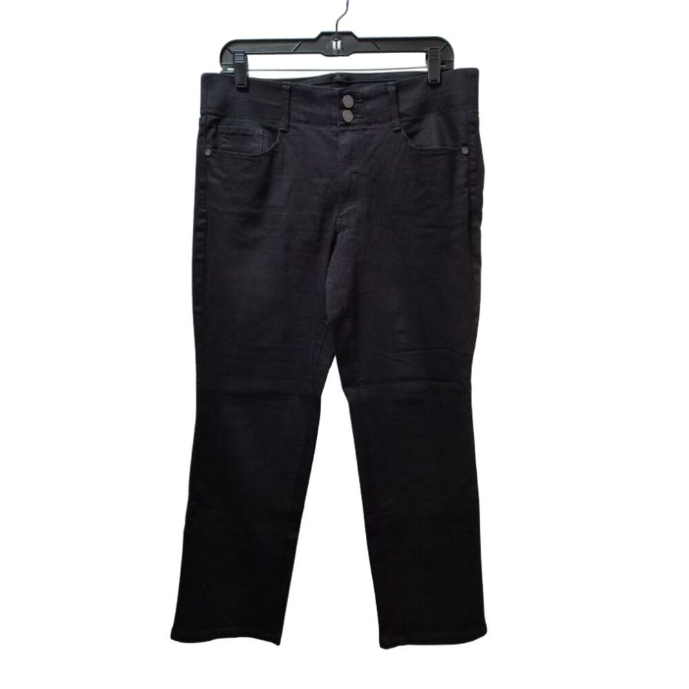 Susan Graver Straight Leg Jeans Women’s 12 Petite Black Stretch Denim 33x28